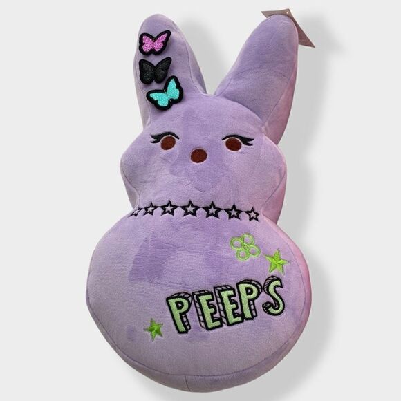 Peeps 17” Large Emo Peep Bunny Rabbit Plush Set Purple Yellow Pink NWT HTF RARE - Picture 4 of 7